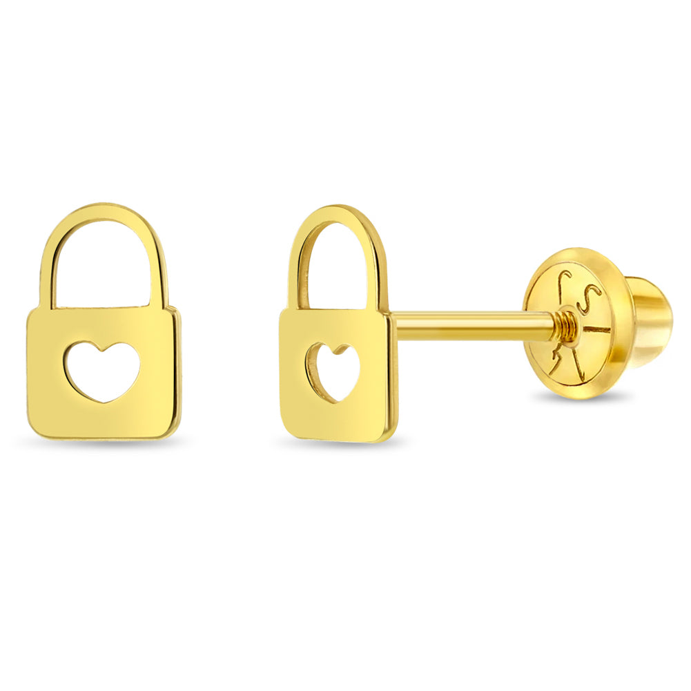 Link Lock Gold Polish Hoop Earrings
